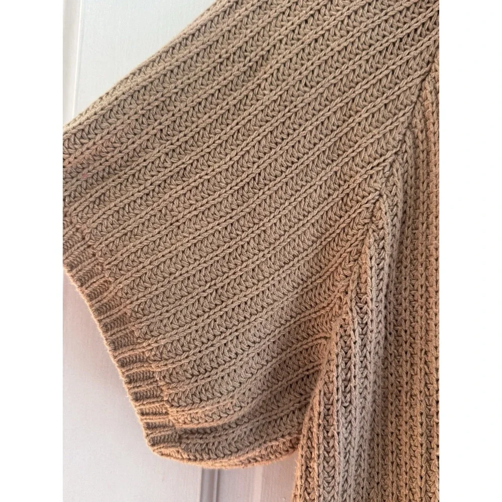 Sonoma Cable Knit Cardigan‎ Sweater L Tan Chunky Cozy Cottagecore